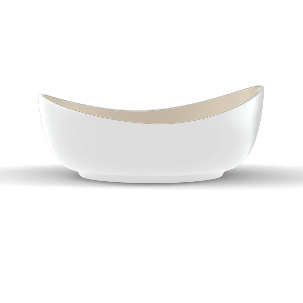 [PS-B83-WHSS] PS-B83 pur&simpl 8" x 3" Round Bowl (White Exterior / Sandshell Interior)