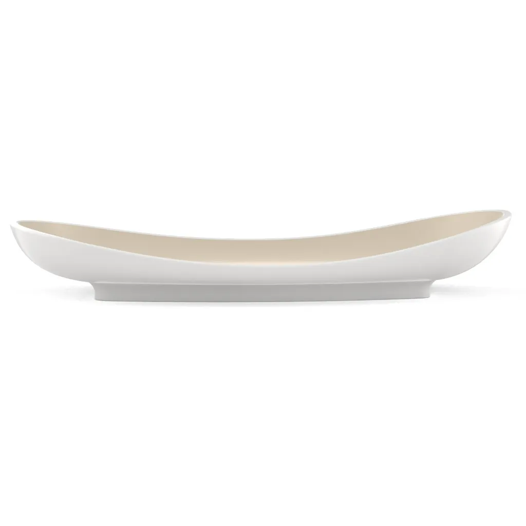 [PS-S126-WHSS] PS-S126 pur&simpl 12.5" x 6" x 2" Oval Slider Plate (White Exterior / Sandshell Interior)